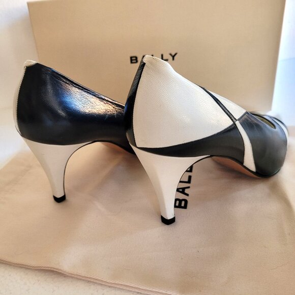 Bally Designer Pumps | Black & White Leather | Size 8.5 M | With Box Dust bag - Picture 6 of 14